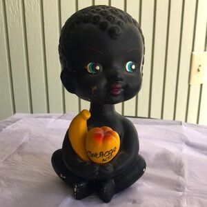 🟦Kenmar Japan Vintage Black African Baby Nodder Ceramic Bobble Head Bank